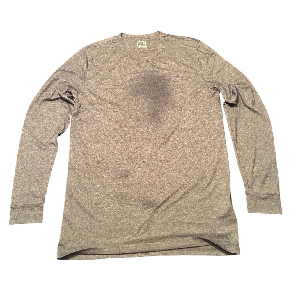 32 Degrees Heat Mens Gray Long Sleeve Athletic Base Layer Shirt Medium